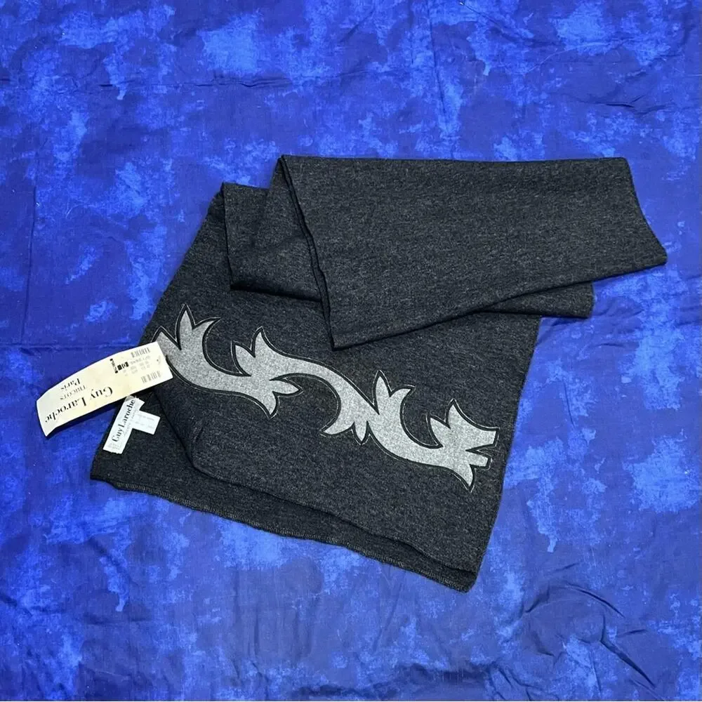 Vintage Guy Laroche Scarf Shawl Knit with Appliqué Deadstock NWT